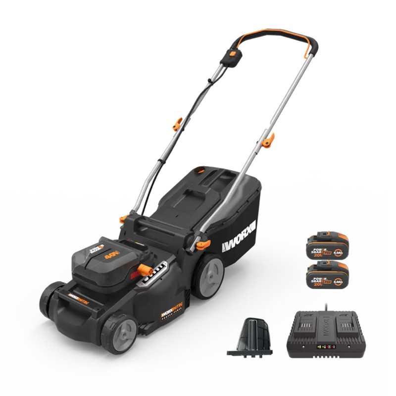 Worx 40v 37 Cm Batteridrevet Plæneklipper Wg737e