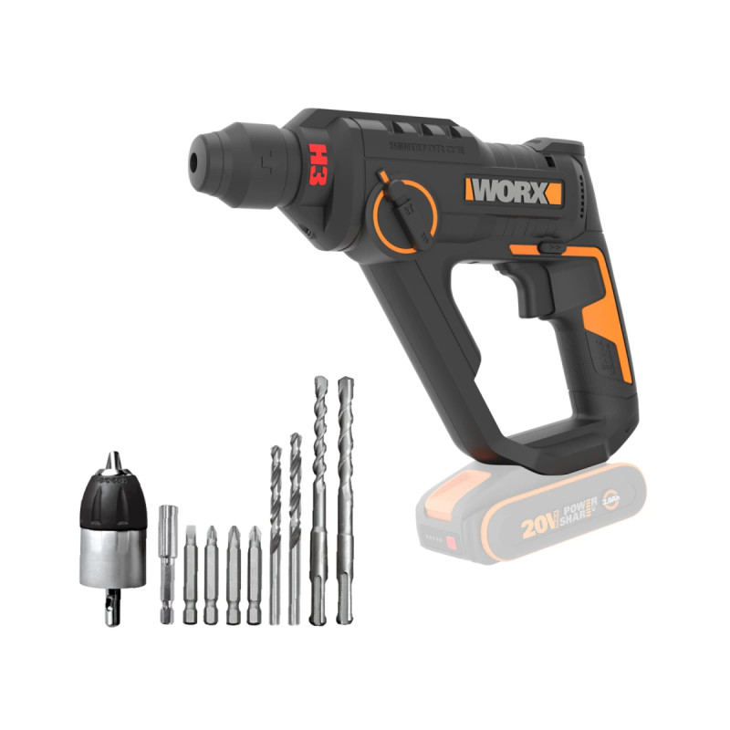 Worx 20v Powershare H3 Borehammer   Solo   Wx391