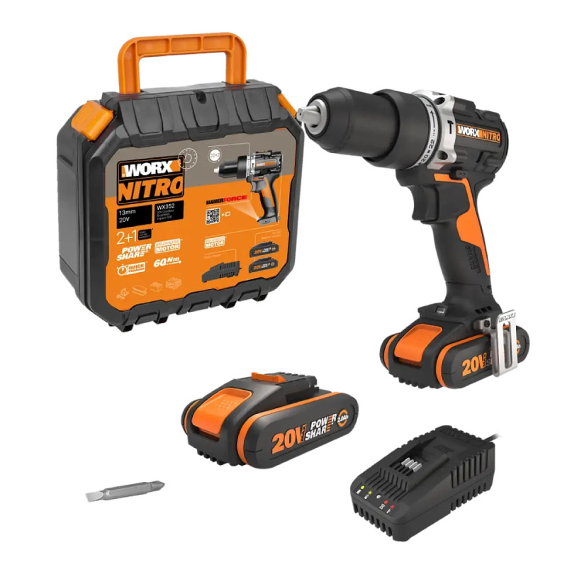 Worx 20v Powershare 60nm Kulfri Borehammer   Wx352