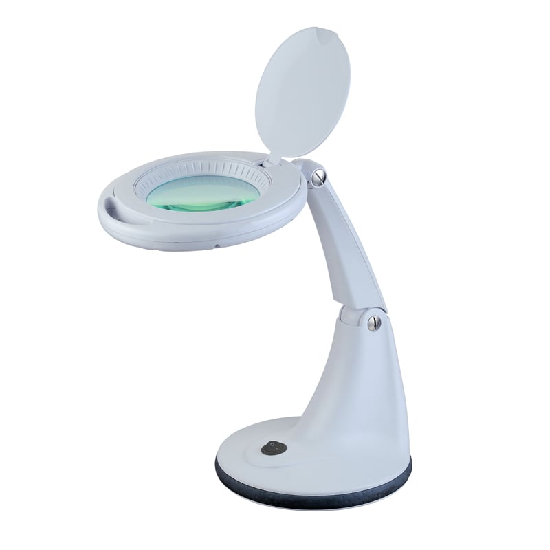 Wrkpro Led Luplampe  Quot Flux Quot  Med Fod Og ø9 Cm Glaslinse Med 3d Dioptri    75x